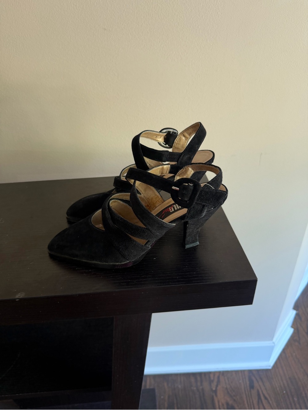Wild Pair Black Suede Strappy High-Heels